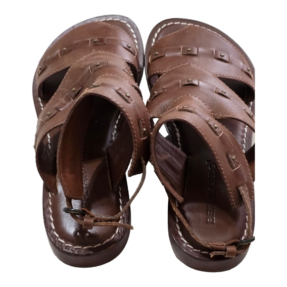 Bernardo Brown Leather Gladiator Strappy Flat Sandal Size 7 M - Picture 6 of 9